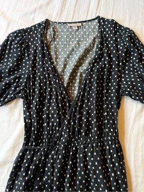 Black Printed Wrap-Style Women's Dress